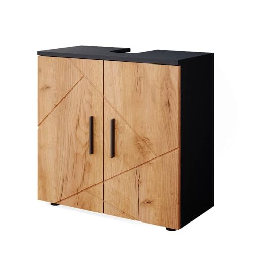 Eleganter und funktioneller Badunterricht fürs Badezimmer - Vicco Waschbeckenunterschrank mit Goldkraft Eiche/Anthrazit-Finish