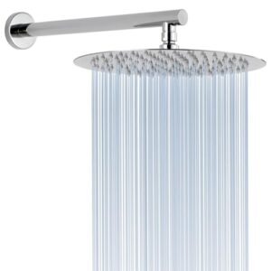 Klassischer Regenduschkopf mit Verlängerungsarm aus Edelstahl, Rund Duschkopf mit hohem Durchfluss für das Badezimmer (30cm Duschkopf mit 38cm Duscharm)