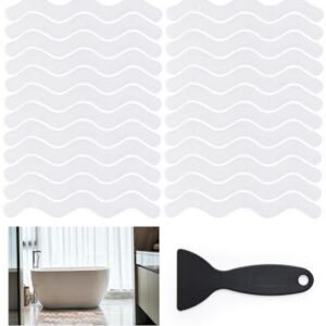 24 Stück Anti-Rutsch Aufkleber für Badewanne & Dusche, Anti Rutsch Badewanne Sticker mit Kunststoff Schaber, Antirutsch Streifen, Selbstklebend Antirutschmatte Dusche-Antirutsch Pads Transparent