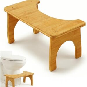 Ergonomischer Bambus-Holz Toilettenhocker für Erwachsene, stabiler und bequemer Klohocker mit antibakteriellen Eigenschaften