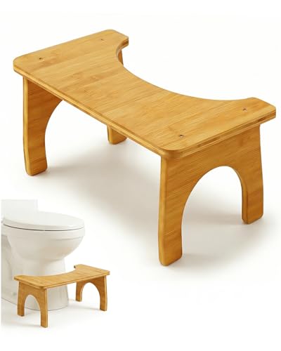 Ergonomischer Bambus-Holz Toilettenhocker für Erwachsene, stabiler und bequemer Klohocker mit antibakteriellen Eigenschaften