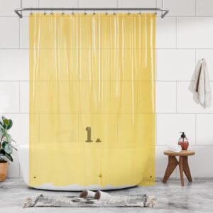 Transparenter gelber innere Duschvorhang mit 3 Magneten und Metallösen, wasserdicht und leicht, ideal für Badezimmer