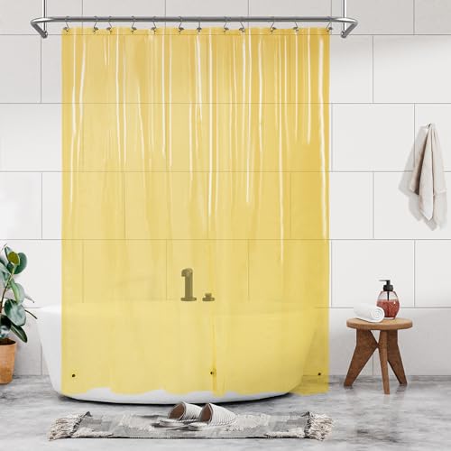 Transparenter gelber innere Duschvorhang mit 3 Magneten und Metallösen, wasserdicht und leicht, ideal für Badezimmer
