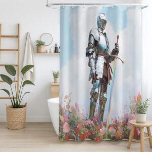 Duschvorhang mit Anime-Blaumen-Muster, traumhaft und wasserdicht, ideal für Badezimmer, Polyester-Stoff, Waschbar und schnell trocknend.