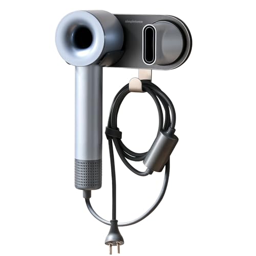Haartrocknerhalter, Wandhalterung für magnetische Haartrockner, hohe Geschwindigkeit, Fön mit Steckerkabel Organisation Haken, Grau, Aluminium-Legierung