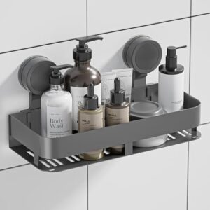 Duschregal ohne Bohren, Duschkorb mit großer Kapazität, Shampoo-Halterung für Dusche, Conditioner-Halter, grau