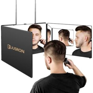 Jusron 360 Grad Spiegel zum Selbst schneiden von Haaren, höhenverstellbarer Kosmetikspiegel Rasierspiegel Friseurspiegel für Makeup und Rasieren