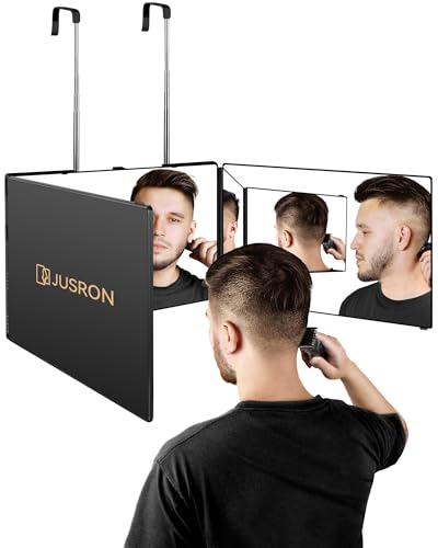 Jusron 360 Grad Spiegel zum Selbst schneiden von Haaren, höhenverstellbarer Kosmetikspiegel Rasierspiegel Friseurspiegel für Makeup und Rasieren