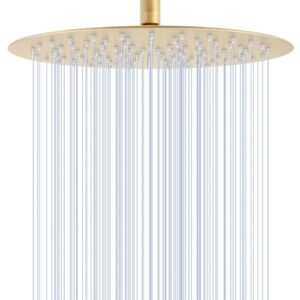 KINLIV 30CM Rund Regendusche Duschkopf Gold, 12 Zoll Wasserfall Duschkopf Wassersparend, Ganzmetall-Edelstahl 304, Decken Regenduschköpfe mit 120 Anti-Verstopfungs-Silikondüsen
