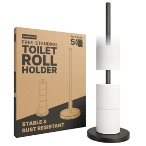 Minismus Toilettenpapierhalter stehend mit beschwerter Basis aus Edelstahl, bietet Platz für bis zu 5 Ersatzrollen