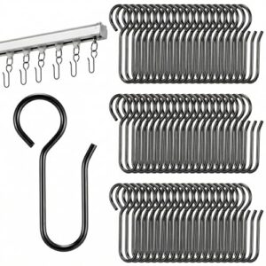 60 Stück Metall Gardinenhaken, silberne S-förmige Haken für schienen, hochbelastbar und rostbeständig