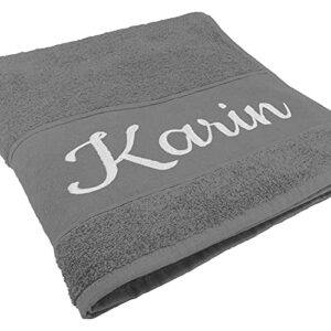Echtes 100% Baumwoll Handtuch mit Namen oder Wunschtext bestickt, individuelles Duschtuch für jeden Anlass, perfekt für Geschenke und als besonderer Touch im Badezimmer.