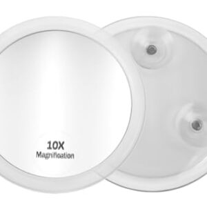 Make Up Spiegel mit 10-fach Vergrößerung, Premium Badezimmer Schminkspiegel 10cm rund mit Saugnapf aus Acryl für zuhause und unterwegs