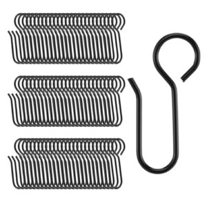 60 Stück Metall Gardinenhaken, Hochbelastbar, ideal für Gardinen, Türvorhänge und Duschvorhänge, 35x18mm, Schwarz