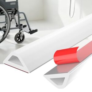 100CM Schwallschutzleiste Dusche Selbstklebend Silikon Duschabdichtungsleiste 29mm x14mm Wasserstopp Schwallschutz Duschschwelle für Rollstuhlgerechtes Design, für Badezimmer und Küche (Weiß, 1m)