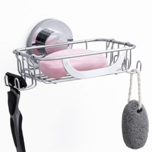 Dusche Seifenschale mit Haken, Saugnapf Seifenhalter für Wand aus Edelstahl, wasserdicht und rostfrei