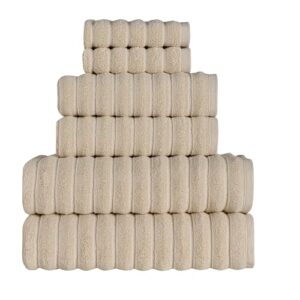 Tedeman Cloud Collection 6-teiliges Tuchset - türkische Tücher, 550 GSM Plush, hochabsorbent, Hotel und Spa-Qualität, 2 Badehandtücher + 2 Handtücher + 2 Küchenhandtücher (Sandstein, Set von 6 Tüchern)