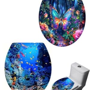 Zwei Selbstklebe-Aufkleber für Toilettendeckel, wasserfest und PVC-Material, ovaler Form, passend für Badezimmer