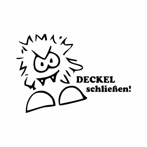 WC Deckel Aufkleber - Schwarz, 23 x 16 cm, Toilettenaufkleber als lustiger Spruch Sticker für Klodeckel und Toilettendeckel, Spülkasten, selbstklebend mit Anleitung, Badezimmer Deko