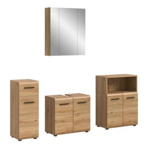 Moderne Badezimmermöbel Kombination in Korpus und Front Artisan Oak Nachbildung - stilvoll, kompakt & vielseitig einsetzbar