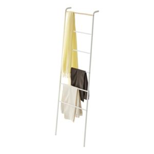 Yamazaki 2812 TOWER Lehnende Kleiderleiter, Weiß, Stahl/Holz, Minimalistisch, 45 x 24 x 160 cm