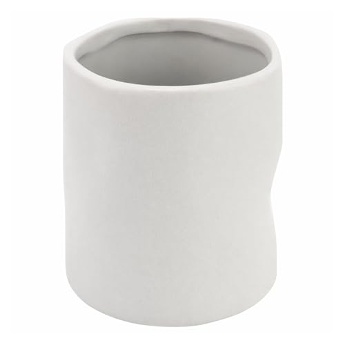 Zahnputzbecher aus Steingut von Jean & Len, minimalistisches Design in dezentem beige Ton, ideal für Make-Up Brushes oder als Stiftehalter geeignet, 8,3 x 10 cm