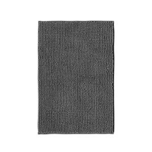 Badematte rutschfest für Badezimmer, Duschmatte aus Chenille mit Antirutsch Beschichtung und großem Maß an Komfort für trockene Füße, dunkelgrauer Teppich 50x80 cm