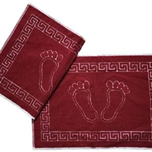 Badvorleger aus 100% Baumwolle, einfarbig in Bordeaux, ideal für Badezimmer