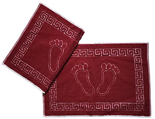 Badvorleger aus 100% Baumwolle, einfarbig in Bordeaux, ideal für Badezimmer