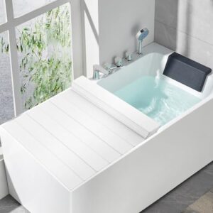 Faltbare Badewannenabdeckung mit effektiver Isolierung und Staubschutz. Robuster Stoff aus hochwertigem PVC.