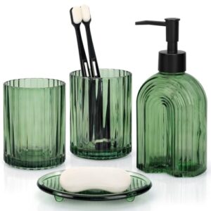Vollständiges Badezimmer-Set mit 330ml Seifenspender, Zahnputzbechern und Seifenschale - hochwertig und pflegeleicht gefertigt