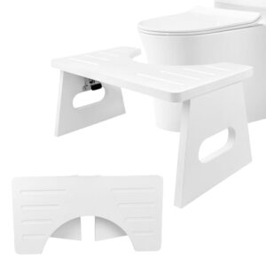 Bambus-Toilettenhocker 7 Zoll, Faltbarer Hockersitz für Erwachsene, Kinder & Senioren, Rutschfester Badezimmer-Hocker für bessere Stuhlhaltung und leichtes Reinigen