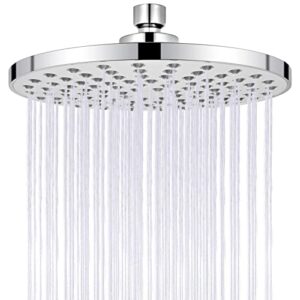 Duschkopf Regendusche, 8 Zoll Round Regenduschkopf Wassersparend, 360° Verstellbarer Kopfbrause mit 123 Anti-Kalk Düsen, Auslaufsicher Anti-Rost Wasserfall-Duschkopf Universal