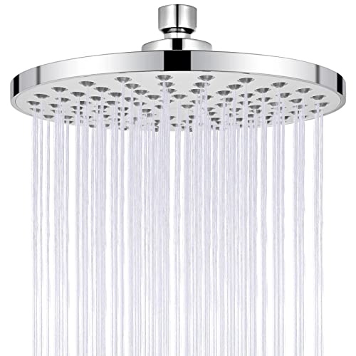 Duschkopf Regendusche, 8 Zoll Round Regenduschkopf Wassersparend, 360° Verstellbarer Kopfbrause mit 123 Anti-Kalk Düsen, Auslaufsicher Anti-Rost Wasserfall-Duschkopf Universal