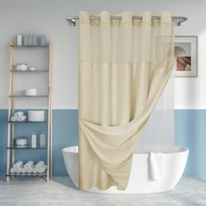 Duschvorhang ohne Haken, strukturiert mit PEVA-Auskleidung, 180x188 cm, Hotel-Stil, beige, maschinenwaschbar und wasserabweisend