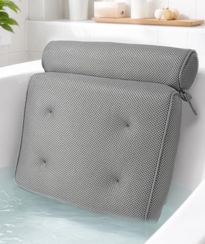 Luxuriöses Badewannenkissen mit Kopf- und Nackenstütze, rutschfest auf glatten Oberflächen, schnelltrocknendes Meshgewebe, Aufhängehaken für den ultimativen Komfort in der Badewanne