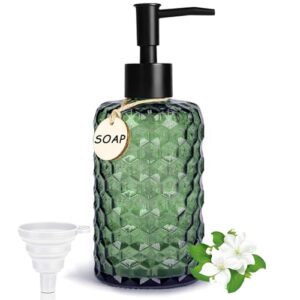 IBOCDWAMA 500 ml Seifenspender aus Glas für Bad oder Küche, Spülmittelspender mit wunderschönem Wabenmuster und bleifreiem Glas hergestellt