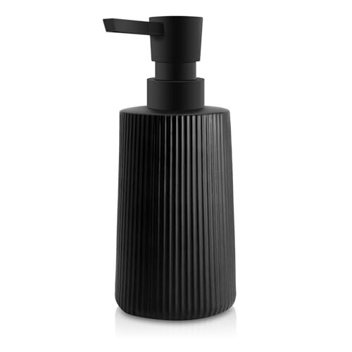 Moderner Seifenspender aus Glas für Badezimmer, Arbeitsplatte und Küche mit Pumpspender und 250ml Fassungsvermögen. Ein praktischer und stilvoller Seifenspender für moderne Interieurs.