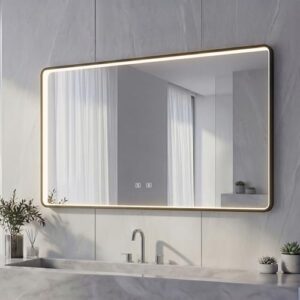 Luxus-Badspiegel mit Aluminiumrahmen und Bluetooth-Funktion, hochwertiger HD-Silberspiegel für ein problemfreies Badeerlebnis