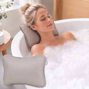 Badewannenkissen mit Saugnäpfen, bequem und entspannt in Ihrem Badezimmer nutzen, ergonomische 2-Zonen-Struktur, tiefenentspannendes Badeerlebnis schaffen