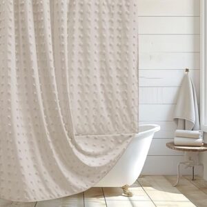 Naturbelassener Duschvorhang mit floralem Muster, ideal für ein modernes Badezimmer