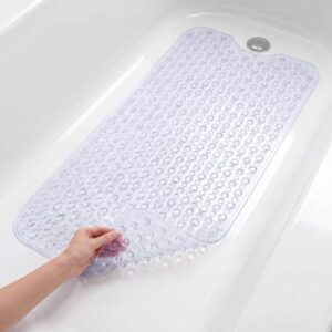 Transparente Badewannenmatte von Utopia Home, 41 x 102 cm groß, maschinenwaschbar und mit Abflusslöchern für eine saubere Badewanne