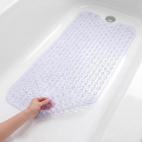 Transparente Badewannenmatte von Utopia Home, 41 x 102 cm groß, maschinenwaschbar und mit Abflusslöchern für eine saubere Badewanne