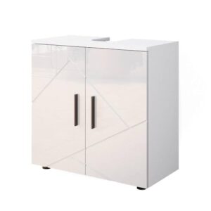 Vicco Waschbeckenunterschrank Irma in Weiß mit Hochglanzfassung, 60 x 59 cm, modernes Design fürs Badezimmer