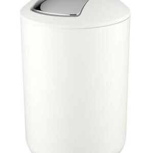 WENKO Kosmetikeimer Mod. Brasil L, 6,5 Liter Bad-Mülleimer mit Schwingdeckel, aus bruchsicherem Kunststoff, BPA-frei, Weiß