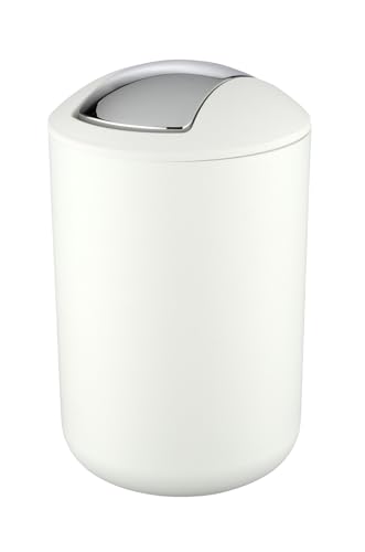 WENKO Kosmetikeimer Mod. Brasil L, 6,5 Liter Bad-Mülleimer mit Schwingdeckel, aus bruchsicherem Kunststoff, BPA-frei, Weiß