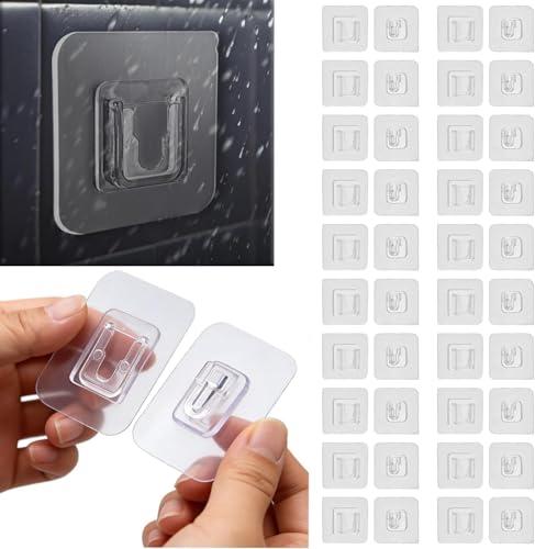 20 Stück Selbstklebende Wandhaken transparent, ohne Bohren. Ideal für Innenausstattung.