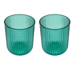 Zhcwldmi 2er Set Badezimmer-Becher, Zahnputzbecher Kunststoff, Zahnbürstenbecher 8x9 cm, unzerbrechlich und transparent grün