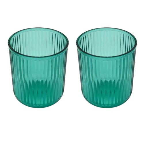 Zhcwldmi 2er Set Badezimmer-Becher, Zahnputzbecher Kunststoff, Zahnbürstenbecher 8x9 cm, unzerbrechlich und transparent grün