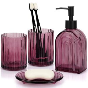 Badezimmer-Set mit Seifenspender, Zahnputzbechern und Seifenschale für ein perfektes Bad. Ideal für das Waschbecken oder Gäste-WC.